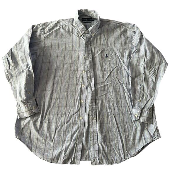 Ralph Lauren Men's Button Up Shirt, Blake XL Blue Plaid w/Pink &Yellow Navy Pony - Picture 1 of 10